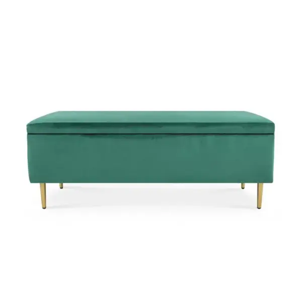 Banquette Coffre Iris Velours Vert Pieds Or