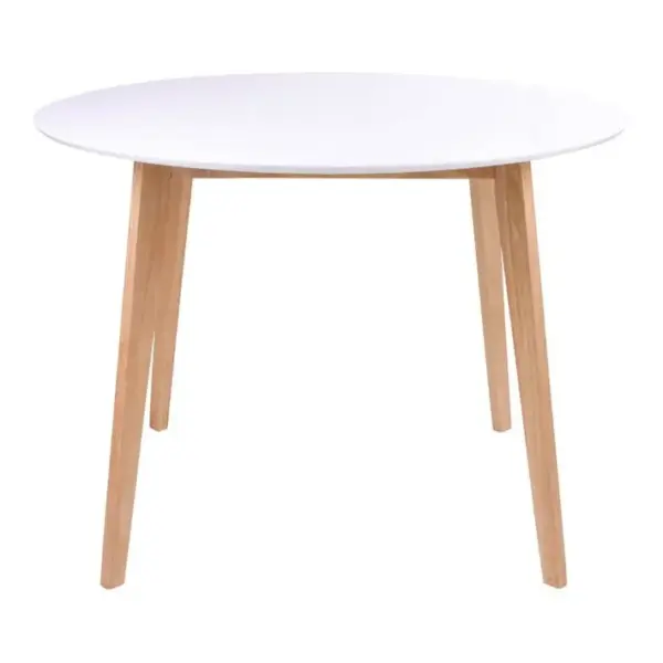 Ensemble Table Ronde Naturelle Et Blanche + 4 Chaises Noires - Gram