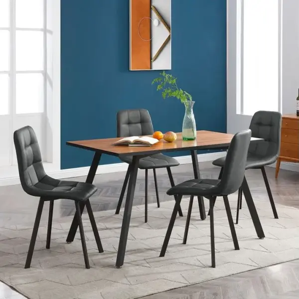 Ensemble Repas Table Rectangulaire + 4 Chaises Gris Foncé - Izmir