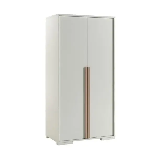 Armoire 2 Portes Blanche Et Bois - Nash White