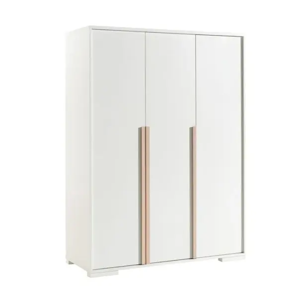 Armoire 3 Portes Blanche Et Bois - Nash White