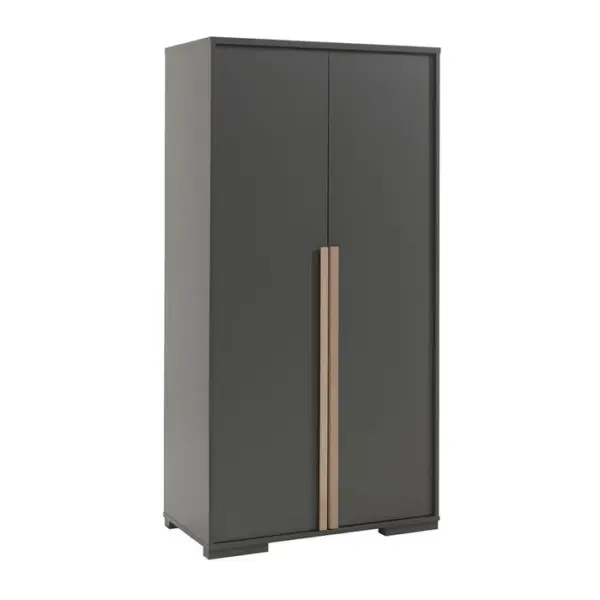 Armoire 2 Portes Anthracite Et Bois - Nash Dark