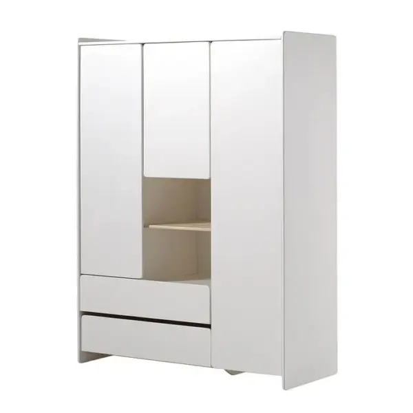 Armoire 3 Portes 2 Tiroirs Blanche Et Bois - Bodhi White