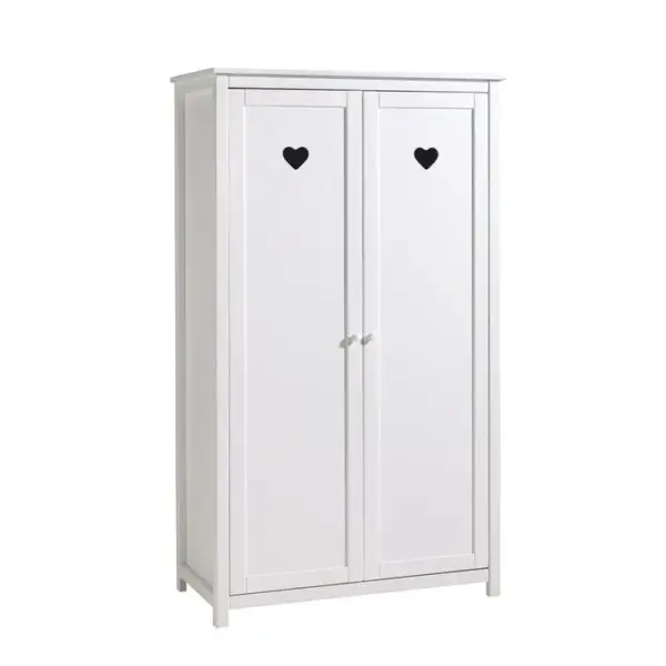 Armoire 2 Portes Blanche Motifs Coeurs Ajourés - Milady