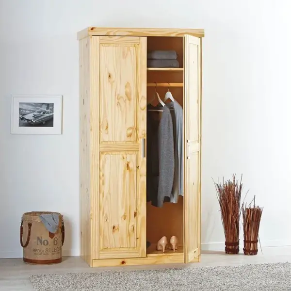 Armoire 2 Portes Bois Massif Naturel - Cali