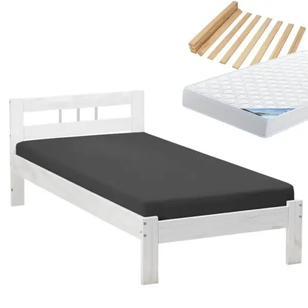 Pack Lit 90x200 + Lattes + Matelas Ibiza - Alaska