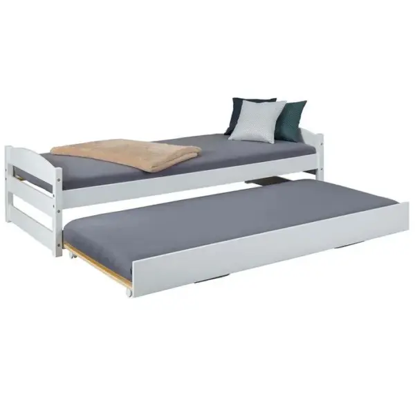 Pack Lit Gigogne 90x200cm Blanc + Matelas Ibiza + Matelas Chypre - Brodi