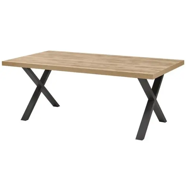 Table 170cm Aspect Bois Piètement X Métal Noir - Clodius