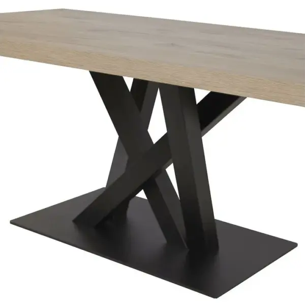 Table 170cm Aspect Bois Piètement Métal Croisé Noir - Canyon