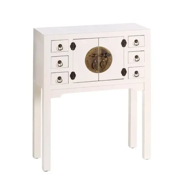 Console 2 Portes 6 Tiroirs Coloris Blanc - Ivana