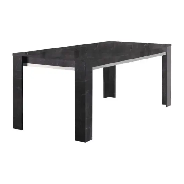 Table 160x90cm Effet Marbre Anthracite Finition Argent - Gueda