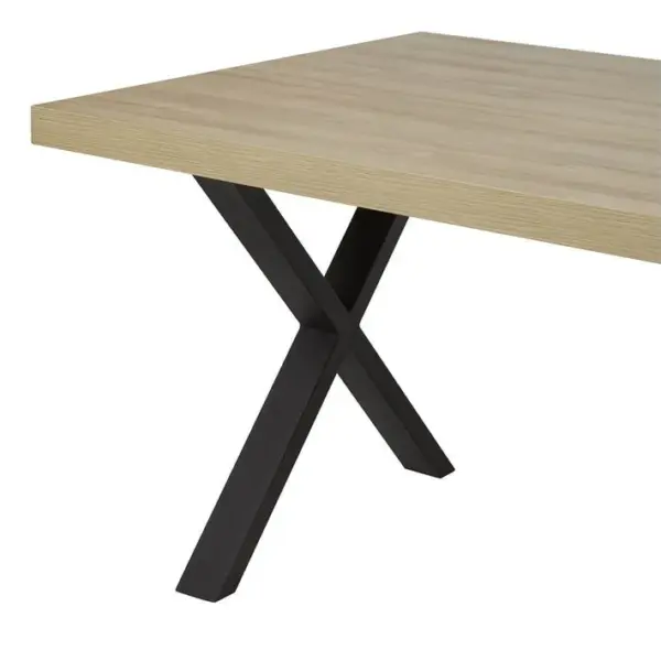 Table 170cm Aspect Bois French Oak Piètement X Métal Noir - Frank