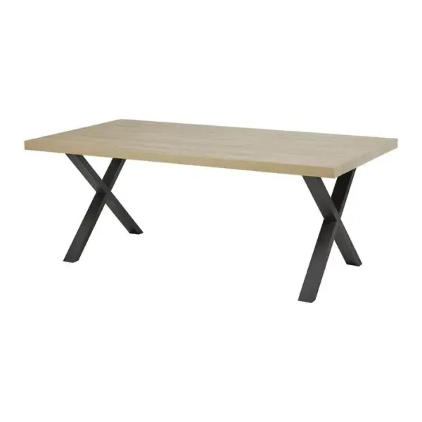 Table 170cm Aspect Bois French Oak Piètement X Métal Noir - Frank