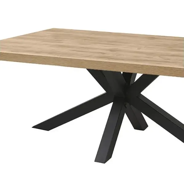 Table 170cm Aspect Bois Scarlet Oak Piètement Etoile Métal Noir - Scarlet