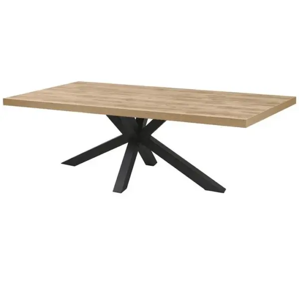 Table 170cm Aspect Bois Scarlet Oak Piètement Etoile Métal Noir - Scarlet