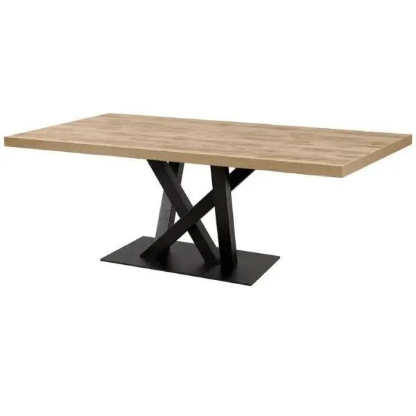 Table 170cm Aspect Bois Scarlet Oak Piètement Croisé Noir - Scarlet