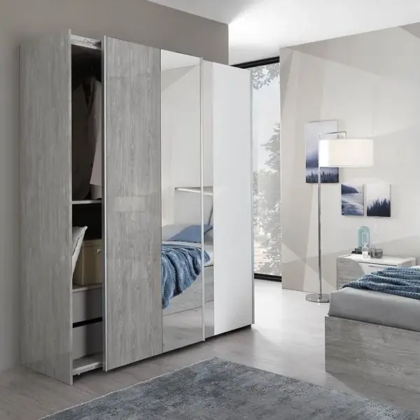 Armoire 4 Portes Avec Miroir Central - Abby