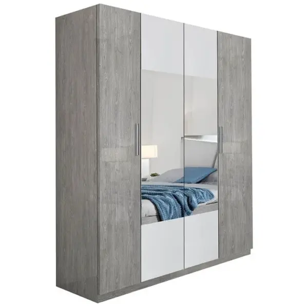 Armoire 4 Portes Avec Miroir Central - Abby