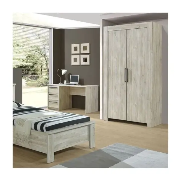 ALTOBUY Armoire 2 Portes 118cm Aspect Bois Clair - Natural