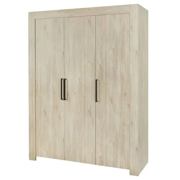 Armoire 3 Portes 165cm Aspect Bois Clair - Natural