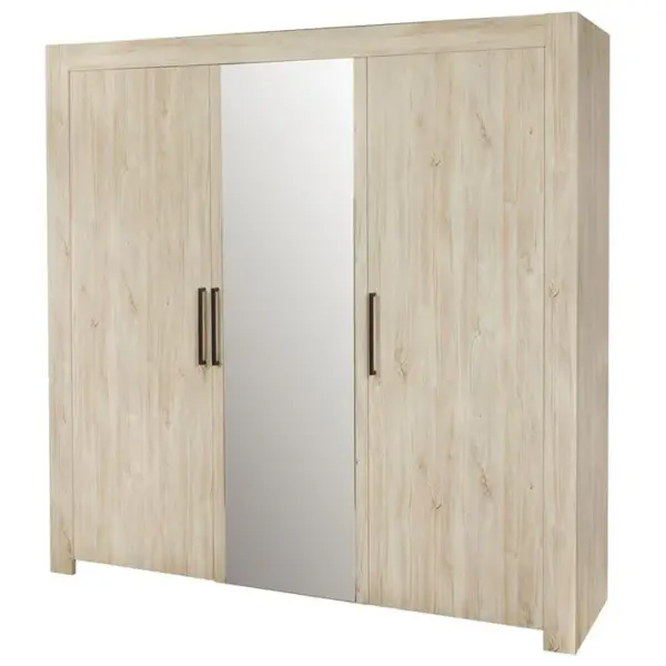 Armoire 3 Portes 210cm Aspect Bois Clair - Natural