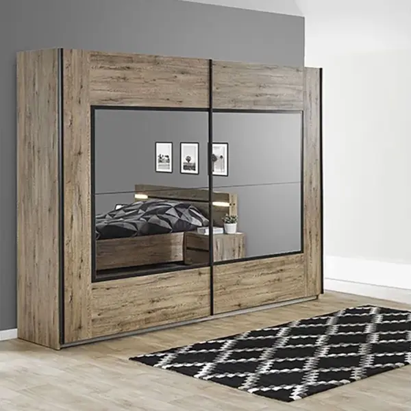 Armoire 2 Portes Coulissantes 217cm Aspect Bois - Irisa