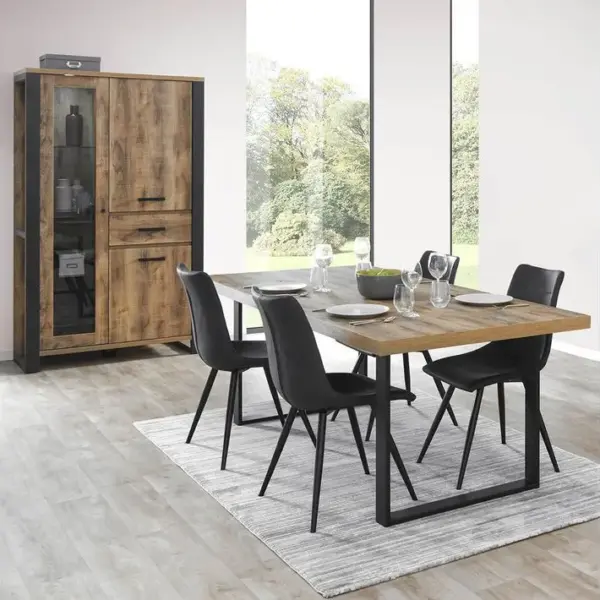 Table 170cm Aspect Bois Piètement U Métal Poudré Noir - Kora