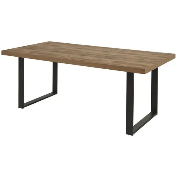 Table 170cm Aspect Bois Piètement U Métal Poudré Noir - Kora