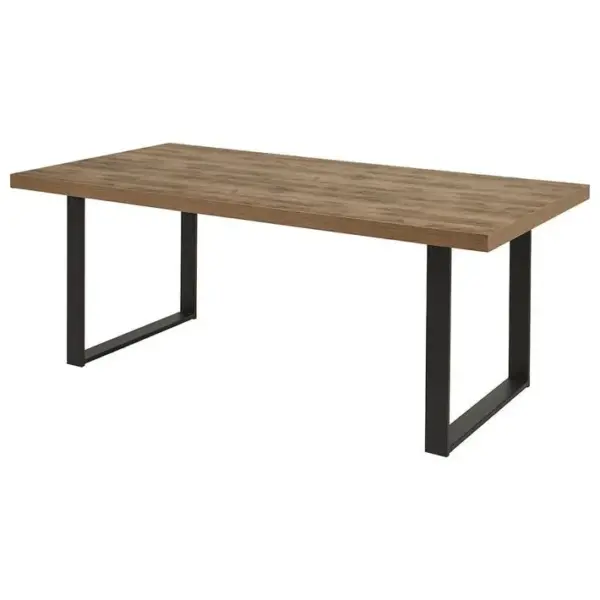 Table 170cm Aspect Bois Piètement U Métal Poudré Noir - Nilla