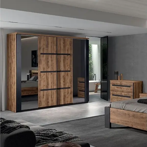 Armoire 2 Portes Coulissantes 217cm Effet Bois - Candas