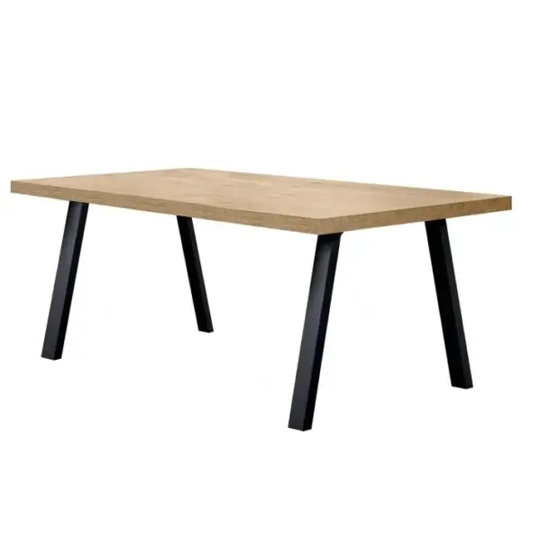 Table 170cm Aspect Bois Piètement à Métal Poudré Noir - Carson