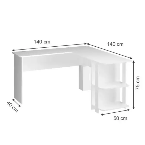 JAD Bureau D'angle Blanc 140 X 75 X 140 Cm (lxhxp)