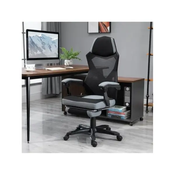 Fauteuil De Bureau Gaming Starship Gris Et Noir