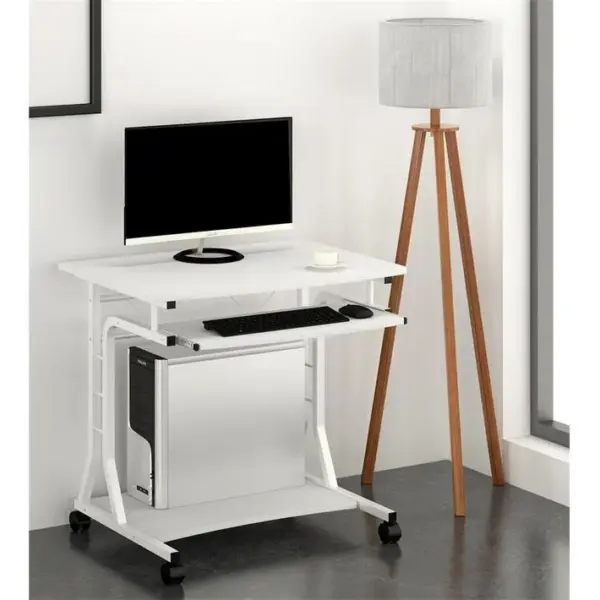 Petit Bureau Informatique - Roulant - Bois Blanc