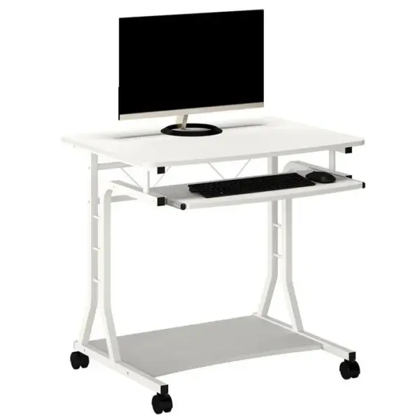 Petit Bureau Informatique - Roulant - Bois Blanc