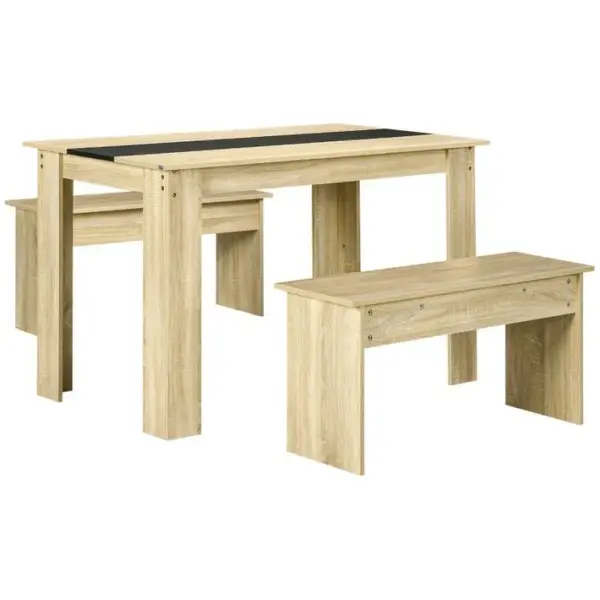 Ensemble Table Et 2 Bancs Vally Bois Et Noir