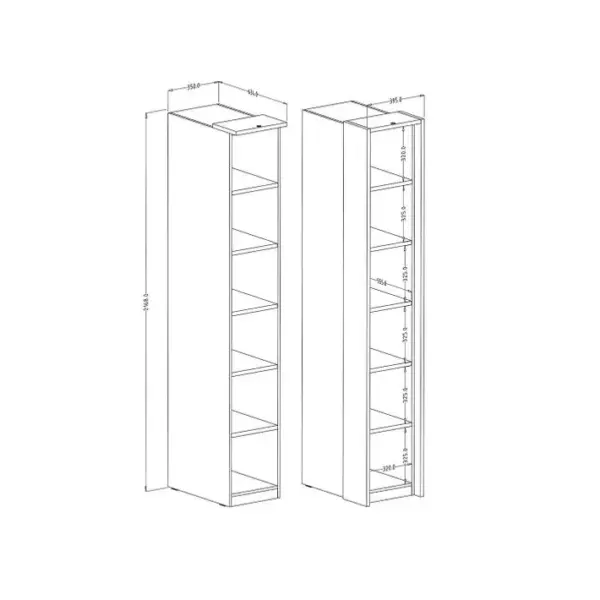 Bibliothèque Pour Dressing Collection Modulo Coloris Blanc Avec LED Incluses.