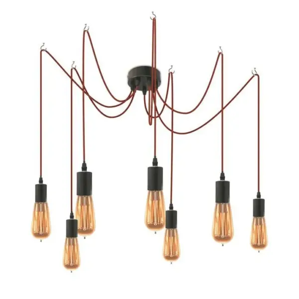 Lampe Suspension 7 Têtes araignée 250cm Rouge