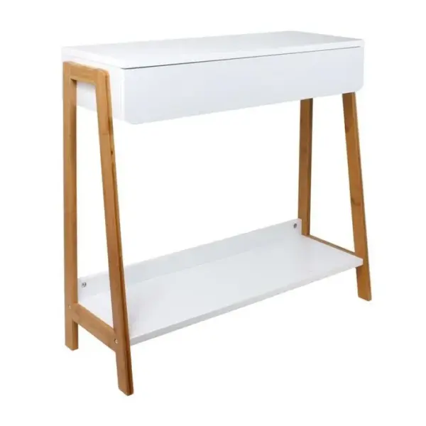 Console 1 Tiroir malaga 83cm Blanc et Naturel