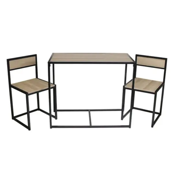 Ensemble Table Et 2 Chaises En Mdf Et Métal - Noir Et Beige