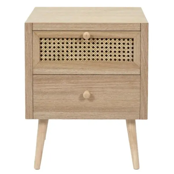 Table De Chevet En Bois 2 Tiroirs bessie 50cm Naturel