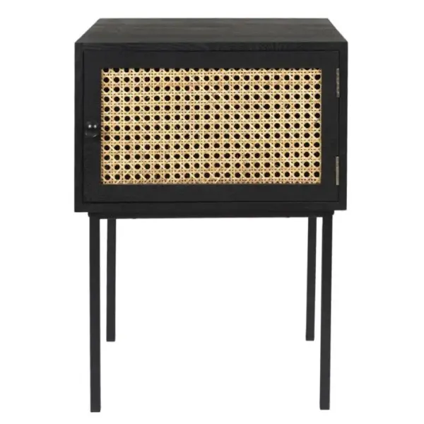 Table De Chevet En Bois 1 Porte bessie 55cm Noir