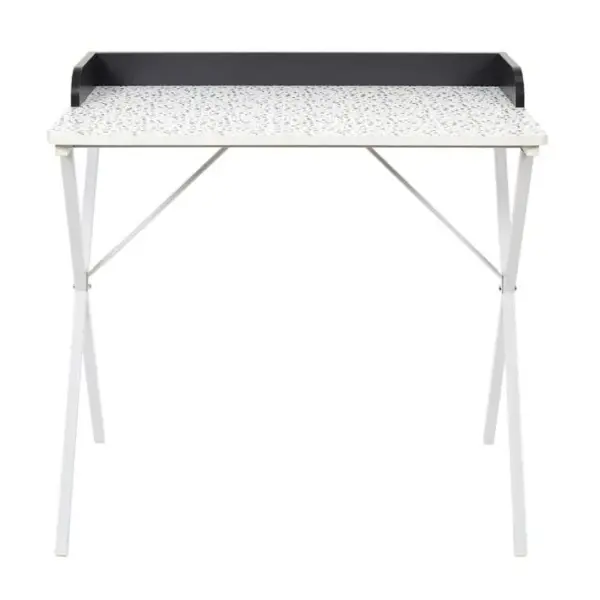 Bureau Design Effet terrazzo 80cm Blanc et Gris