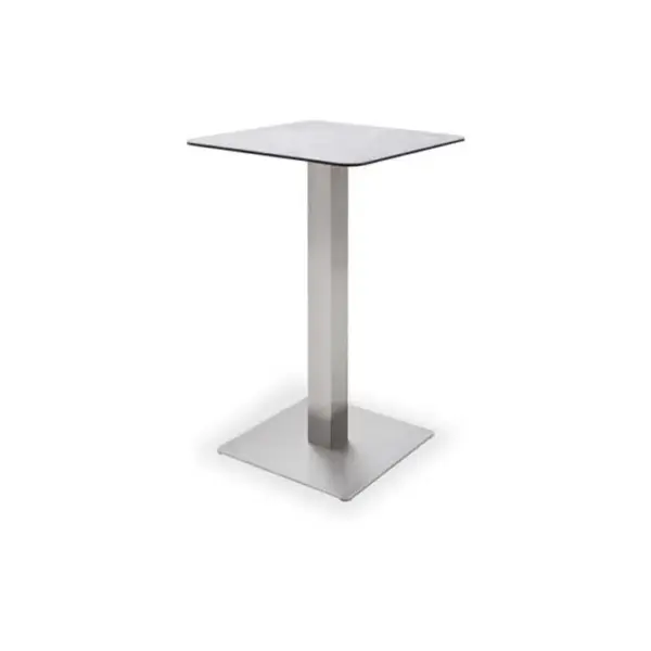 Table Bar Avec Plateau Céramique Gris Avec Piètement Acier Brossé - L70 X H105 X P70 Cm