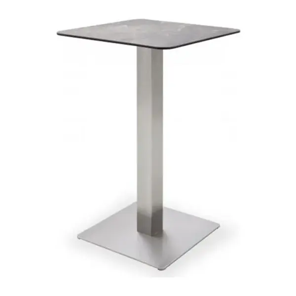 Table Bar Avec Plateau Céramique Mocca Avec Piètement Acier Brossé - L70 X H105 X P70 Cm