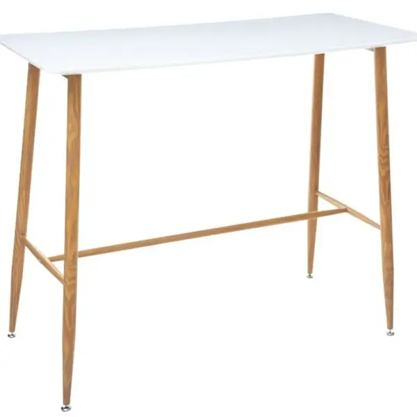 Table À Manger / Bar En Acier Et Bois Coloris Blanc - L.120 X L.60 X H.105 Cm