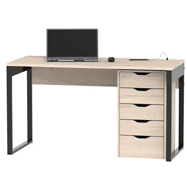 Bureau Coloris Effet Bois/blanc - H. 76 X L. 135 X P. 60 Cm