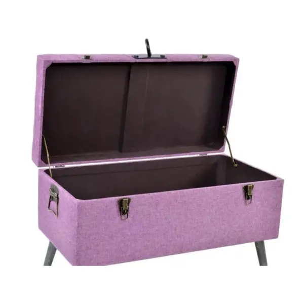 Ensemble De 2 Banquettes / Coffres En Métal Et Polyester Coloris Noir/ Fuschia