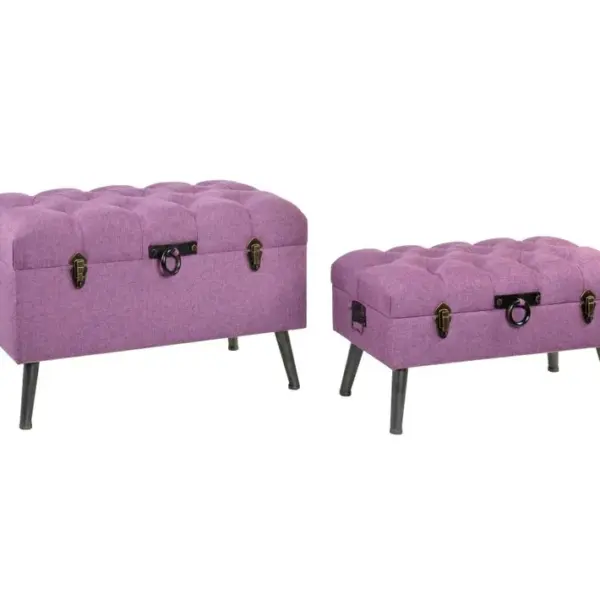 Ensemble De 2 Banquettes / Coffres En Métal Et Polyester Coloris Noir/ Fuschia