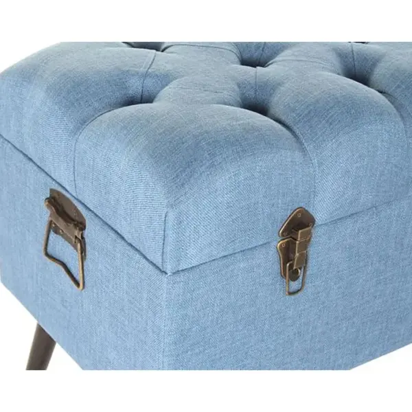 Ensemble De 2 Banquettes Coffres En Métal Et Polyester Coloris Bleu Marine